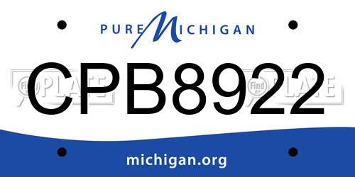 CPB8922 Michigan License Plate