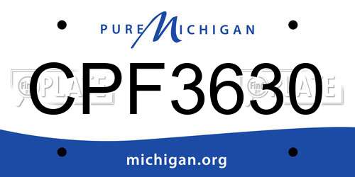 CPF3630 Michigan License Plate