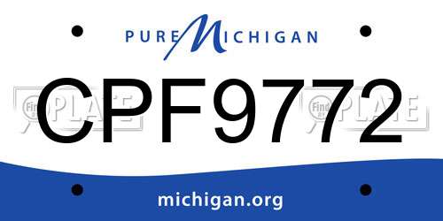 CPF9772 Michigan License Plate
