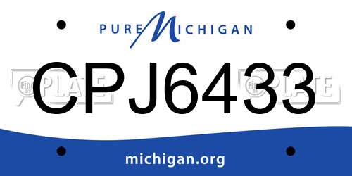 CPJ6433 Michigan License Plate