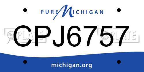 CPJ6757 Michigan License Plate