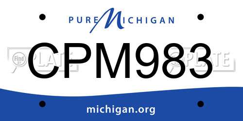 CPM983 Michigan License Plate