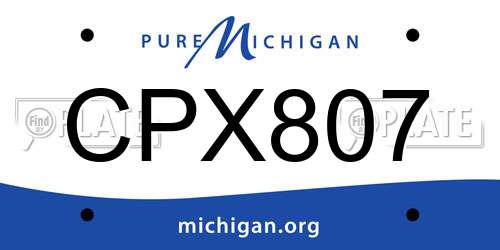 CPX807 Michigan License Plate