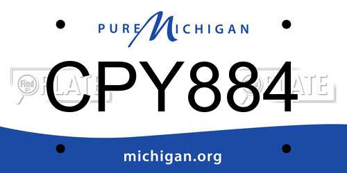 CPY884 Michigan License Plate