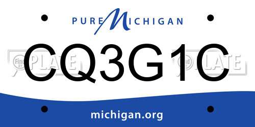 CQ3G1C Michigan License Plate