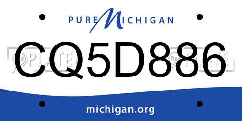 CQ5D886 Michigan License Plate