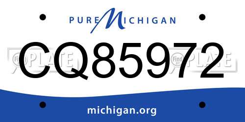 CQ85972 Michigan License Plate