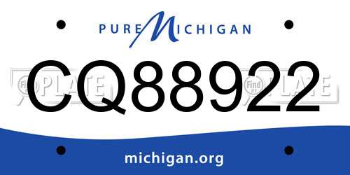 CQ88922 Michigan License Plate