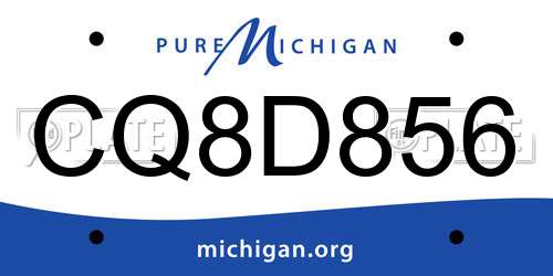 CQ8D856 Michigan License Plate