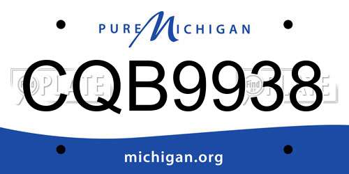 CQB9938 Michigan License Plate