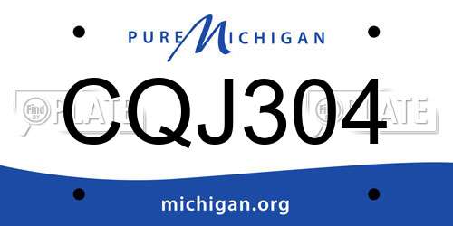 CQJ304 Michigan License Plate