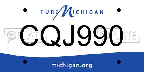CQJ990 Michigan License Plate