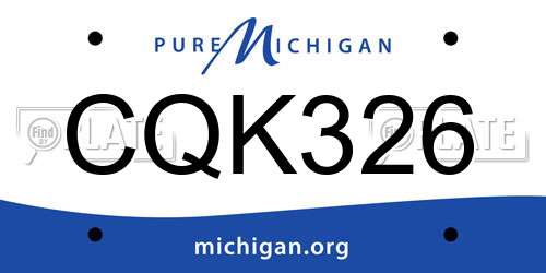 CQK326 Michigan License Plate