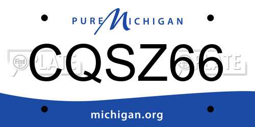 CQSZ66 Michigan License Plate