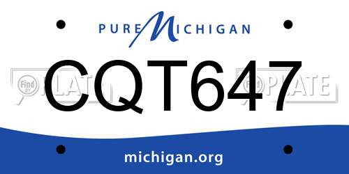 CQT647 Michigan License Plate
