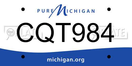 CQT984 Michigan License Plate