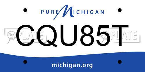 CQU85T Michigan License Plate