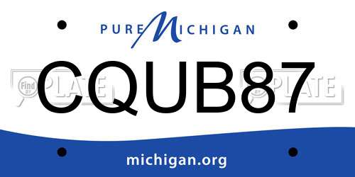 CQUB87 Michigan License Plate