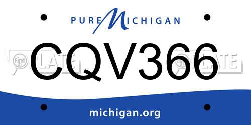 CQV366 Michigan License Plate