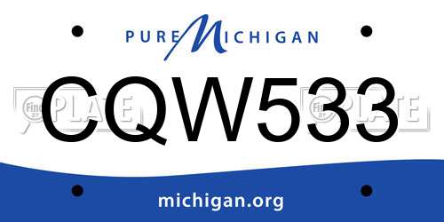 CQW533 Michigan License Plate