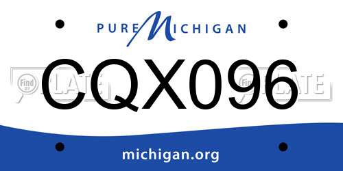 CQX096 Michigan License Plate