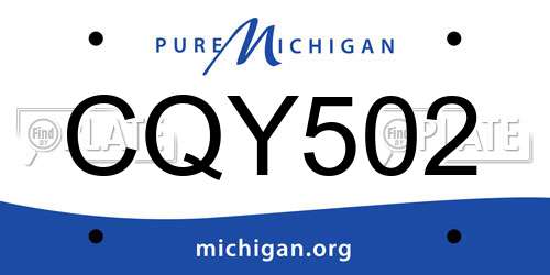 CQY502 Michigan License Plate