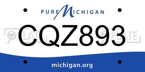 CQZ893 Michigan License Plate