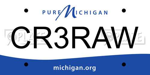 CR3RAW Michigan License Plate