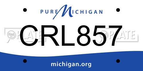 CRL857 Michigan License Plate