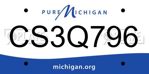 CS3Q796 Michigan License Plate