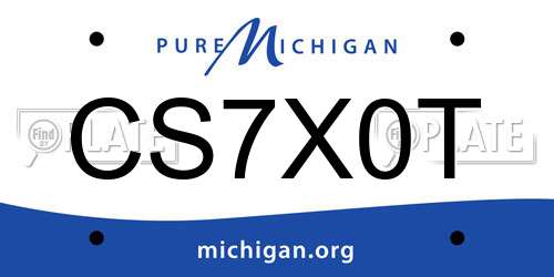 CS7X0T Michigan License Plate