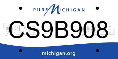 CS9B908 Michigan License Plate