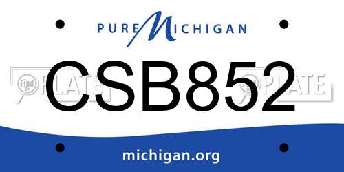 CSB852 Michigan License Plate