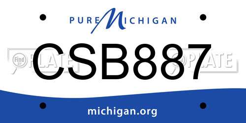 CSB887 Michigan License Plate
