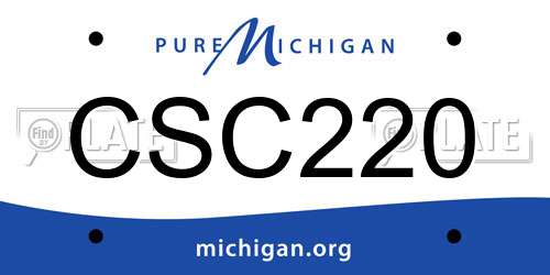 CSC220 Michigan License Plate