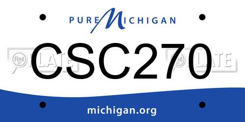 CSC270 Michigan License Plate