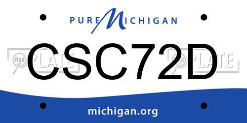 CSC72D Michigan License Plate