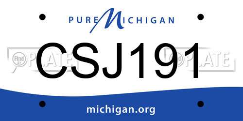 CSJ191 Michigan License Plate