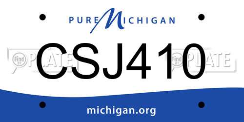 CSJ410 Michigan License Plate
