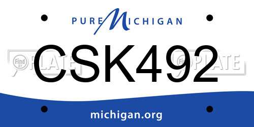 CSK492 Michigan License Plate