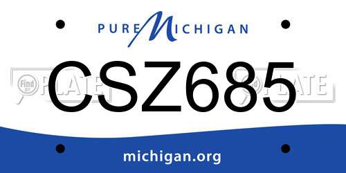 CSZ685 Michigan License Plate