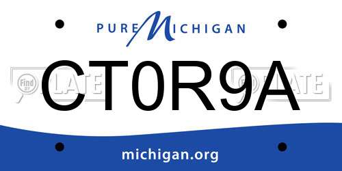 CT0R9A Michigan License Plate