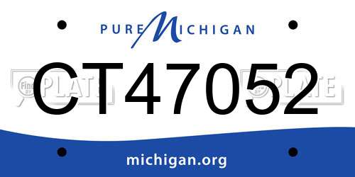 CT47052 Michigan License Plate