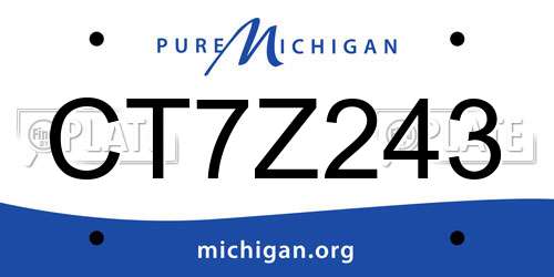 CT7Z243 Michigan License Plate