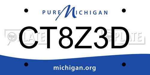 CT8Z3D Michigan License Plate