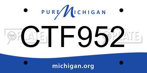 CTF952 Michigan License Plate