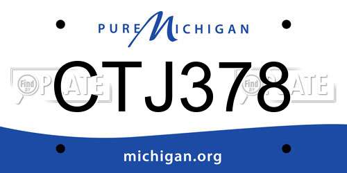 CTJ378 Michigan License Plate