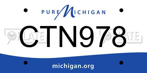 CTN978 Michigan License Plate