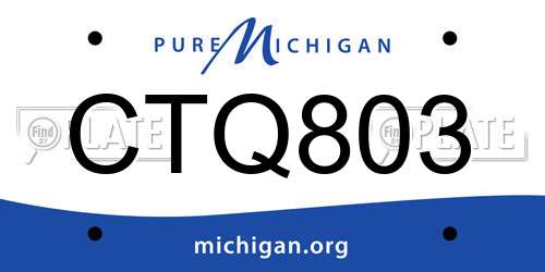 CTQ803 Michigan License Plate