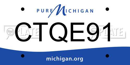 CTQE91 Michigan License Plate